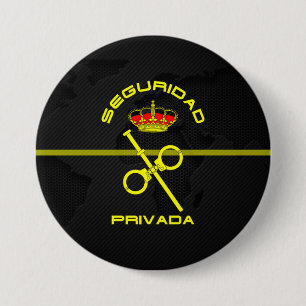 Blech Wahrzeichen Beraubt Sicherheit Spanien Button