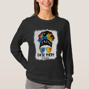 Bleche Beste Mama je Gefärbte Krawatte Messy Bun H T-Shirt