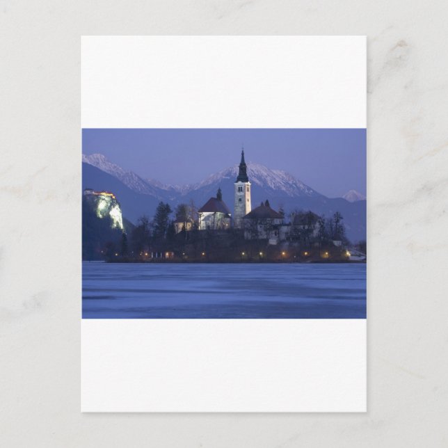 Bled Lake at Dusk Postkarte (Vorderseite)