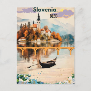 Bled-Reisepostkarte Slowenien Kunst, Blaues Bled Postkarte