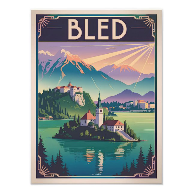 Bled Slovenia vintage Fotodruck (Vorne)