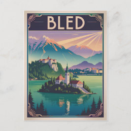 Bled Slovenia vintage Postkarte