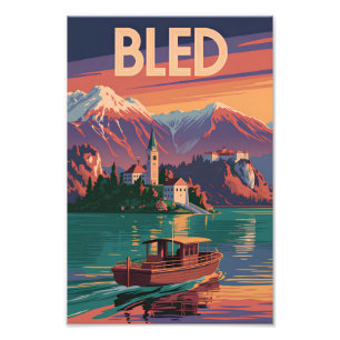 Bled Slowenien vintage Fotodruck