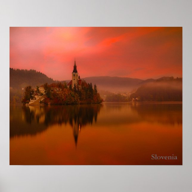 Bled Sunset Lake | Natürliche Schönheit Sloweniens Poster (Vorne)