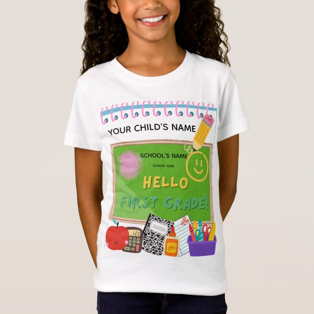 BLEEGRAPHICS: Hallo, erste Klasse! T-Shirt (Vorderseite)
