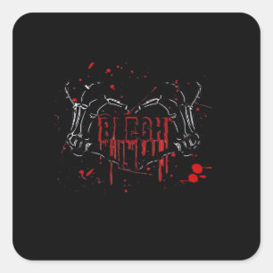 Blegh Breakdown, Skeleton Heart Hands, Emo Band, S Quadratischer Aufkleber