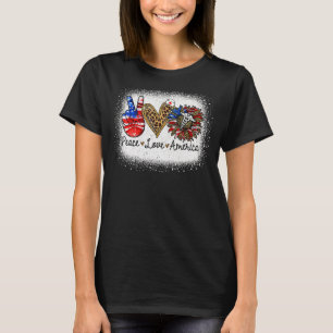 Bleiached Peace Liebe Nurse America Patriotic Inde T-Shirt
