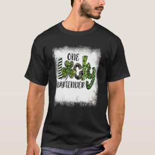 Bleiached St Patricks Day Leopard One Lucky Barten T-Shirt