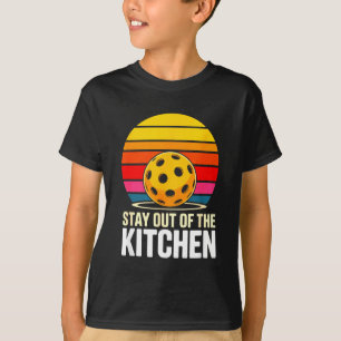 Bleib aus der Küche Pickleball Retro-Sonnenunterga T-Shirt