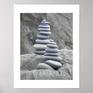 Bleib Ausgeglichen Steinhaufen Motivierend Poster