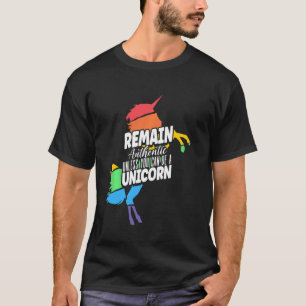 Bleib Authentisch Buntes LGBT Einhorn Reiten R T-Shirt