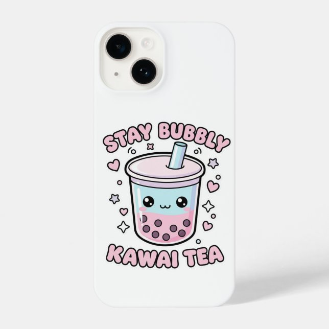 Bleib Bubbly Kawaii Tee Cute Boba Bubble Tee Weiß iPhone 14 Hülle (Rückseite)