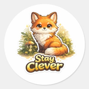 Bleib clever - Süße Fuchs-Motivation Runder Aufkleber