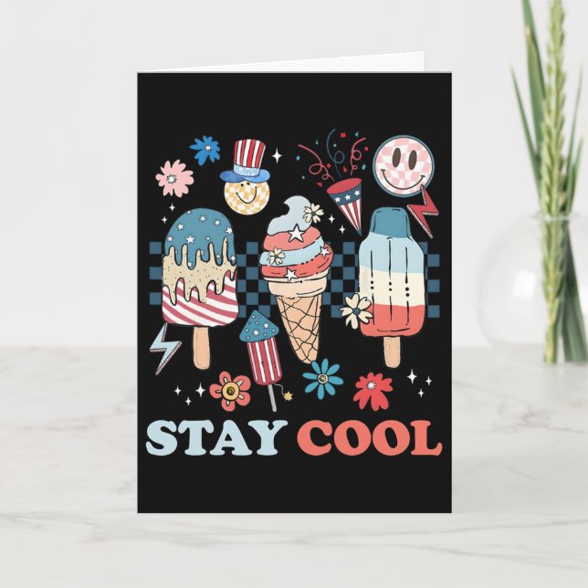 Bleib cool 4. Juli USA Eis Am Popsicle Ameri Karte (Vorderseite)