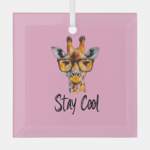 Bleib cool - Giraffe mit Sonnenbrille Illustration Ornament Aus Glas