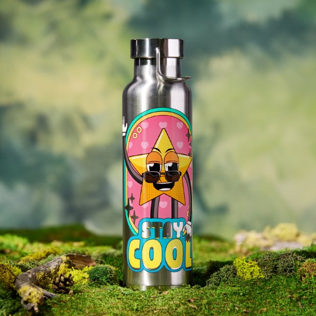 Bleib cool Retro-Star-Wasserflasche Trinkflasche (Außenbereich (gedreht))