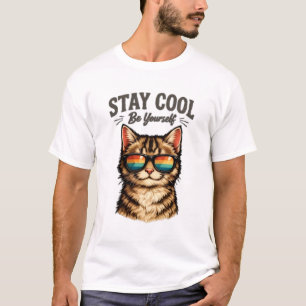 Bleib cool, sei du selbst Katze mit Sonnenbrille L T-Shirt
