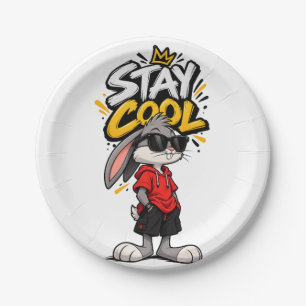 Bleib Cool Street Style Kaninchen Grafik – Lustige Pappteller