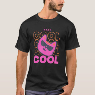Bleib cool, süßes Katzendesign, rosa Katze mit Son T-Shirt