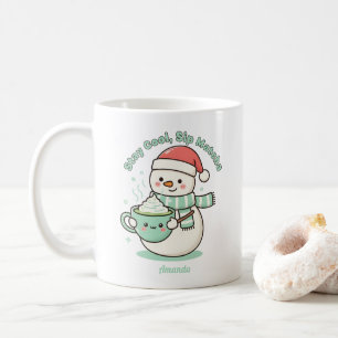 Bleib cool, trinke Matcha Weihnachts-Schneemann Kaffeetasse