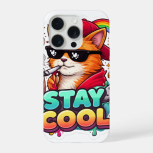 Bleib Cool Vibes – Chill Cat Streetwear iPhone 15 Pro Hülle