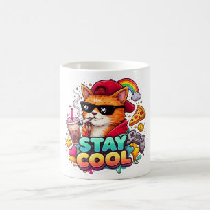 Bleib Cool Vibes – Chill Cat Streetwear Kaffeetasse