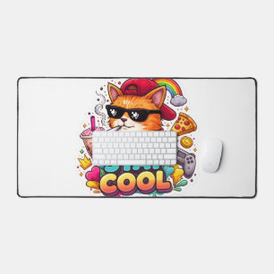 Bleib Cool Vibes – Chill Cat Streetwear Schreibtischunterlage