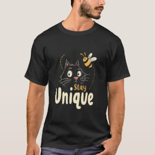 Bleib einzigartige Kreativität Katze Biene T-Shirt