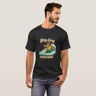 Bleib Faul & Fang Wellen Lustiger Surfsport Faulti T-Shirt