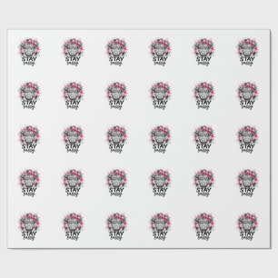 Bleib Frech Rosa Highland-Kuh Vintage-Gravur-Shirt Geschenkpapier