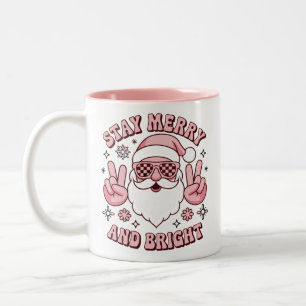 Bleib fröhlich und hell Erster Weihnachten hässlic Zweifarbige Tasse