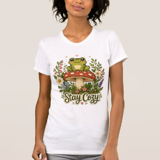 bleib gemütlich Frosch auf Pilz T-Shirt