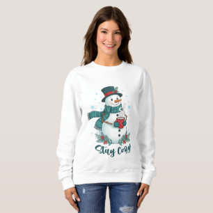 Bleib gemütlich Winter-Schneemann mit heißer Schok Sweatshirt