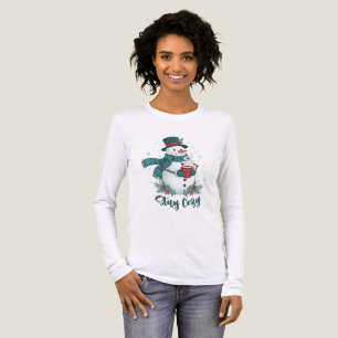 Bleib gemütlich Winter-Schneemann mit heißer Schok Tri-Blend Shirt