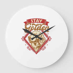 Bleib Golden Retriever Hund Roter Diamant_1 Große Wanduhr