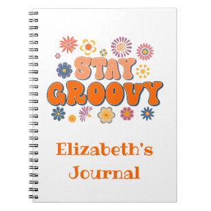 Bleib groovy Flower Power Retro-Tagebuch Notizbuch Notizblock