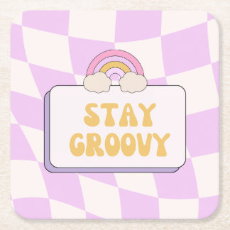 Bleib groovy rechteckiger pappuntersetzer
