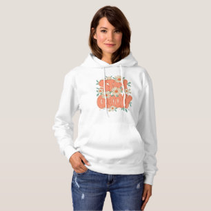 "Bleib groovy" Retro-70er-Blumen-Zitat Hoodie