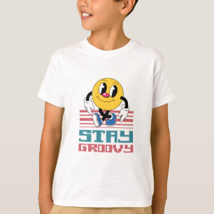 Bleib groovy Retro-Lächeln-Gesicht T-Shirt. T-Shirt