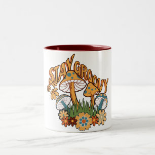 Bleib Groovy Retro Pilz Zweifarbige Tasse