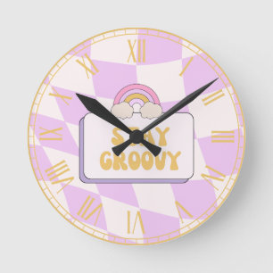 Bleib groovy runde wanduhr