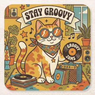 BLEIB GROOVY | Tierliebhaber | Bohemien Rechteckiger Pappuntersetzer