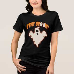 Bleib Gruselig Gespenst Halloween Cute Retro Buh Tri-Blend Shirt