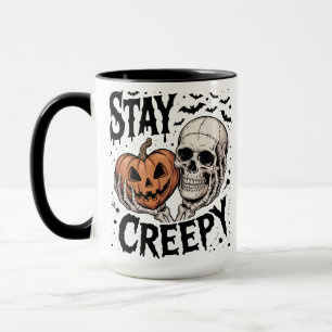 Bleib Gruselig Halloween Skelett Schädel Kürbis Tasse