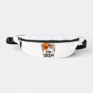 Bleib gruselig PNG, Retro-Totenkopf Halloween Bauchtasche