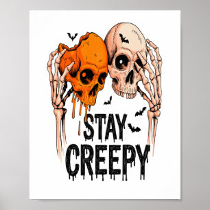 Bleib gruselig PNG, Retro-Totenkopf Halloween Poster