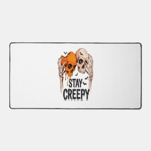 Bleib gruselig PNG, Retro-Totenkopf Halloween Schreibtischunterlage