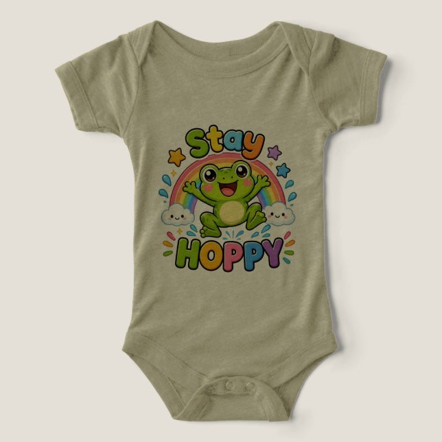 Bleib Hoppy | Süßes glückliches Froschdesign (Design Vorderseite)