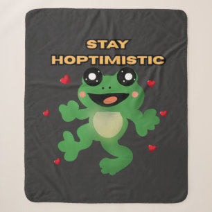 Bleib Hoptimistisch Süßer Frosch Wortspiel Lustige Sherpadecke