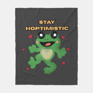 Bleib Hoptimistisch Süßer Frosch Wortwitz Lustiger Fleecedecke